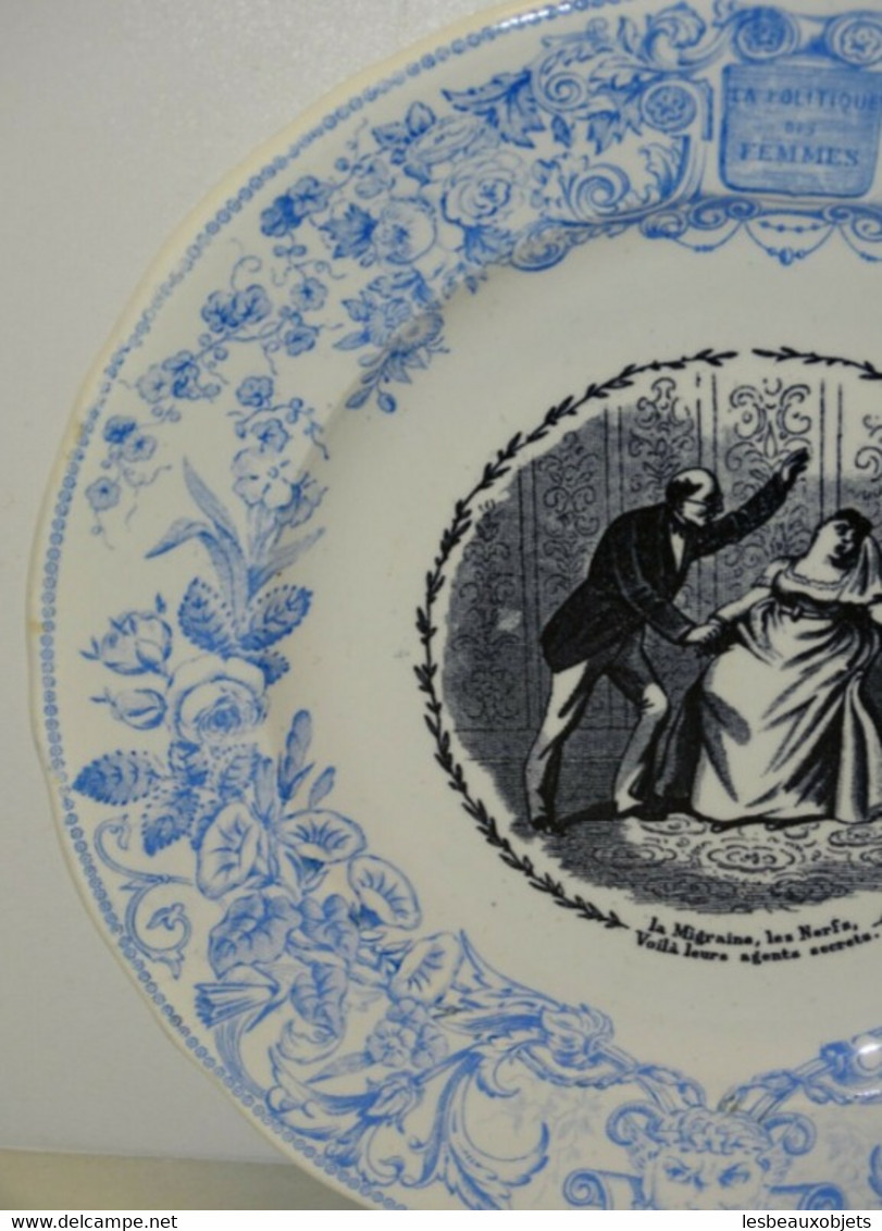 ANCIENNE ASSIETTE PARLANTE J.VIEILLARD BORDEAUX LA POLITIQUE DES FEMMES VITRINE Collection Déco Céramique - Bordeaux (FRA)