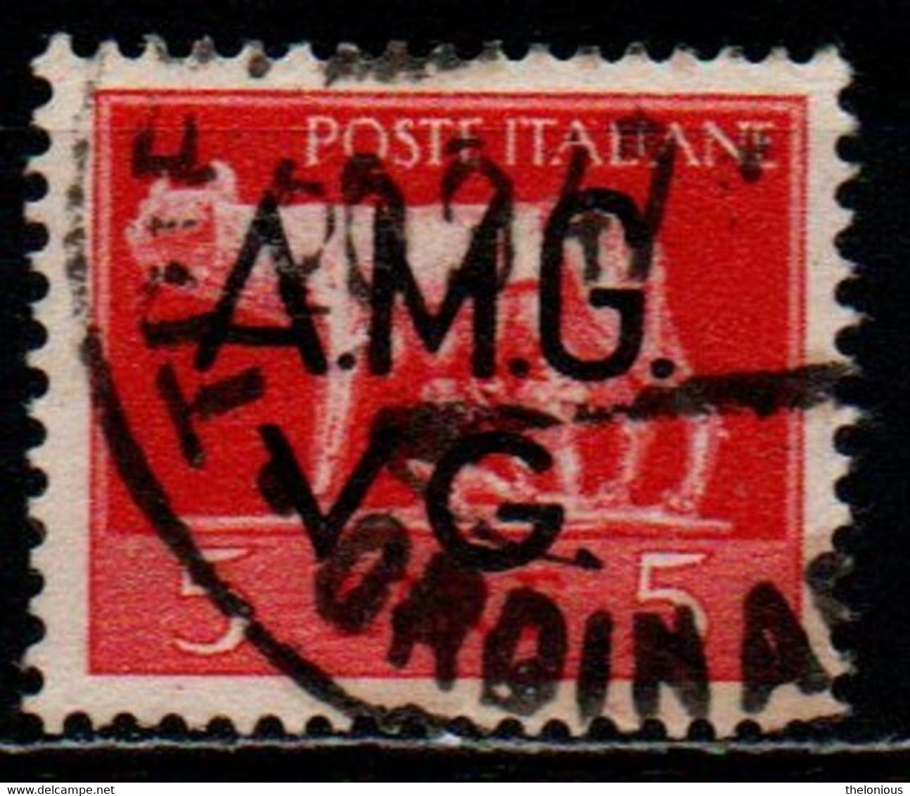# 1945 - AMG - Venezia Giulia - Imperiale 5 Lire - Senza Fasci - Usato - Oblitérés