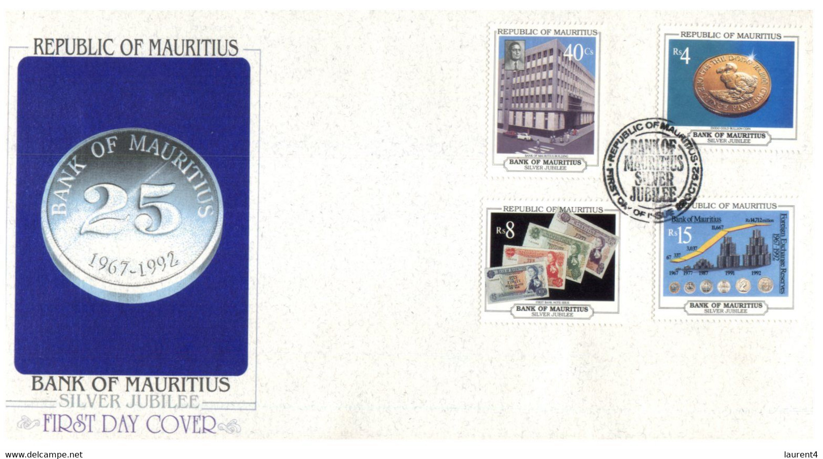 (WW 5) Mauritius FDC - Bank Of Mauritius (1992) - Mauricio (1968-...)