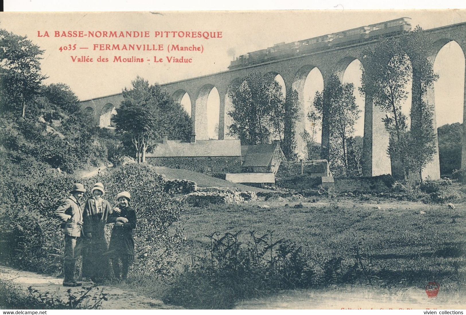 Fermanville (50 Manche) Vallée Des Moulins Le Viaduc Au Passage Du Train - édit. LGB N° 4035 Série Normandie Pittoresque - Otros & Sin Clasificación