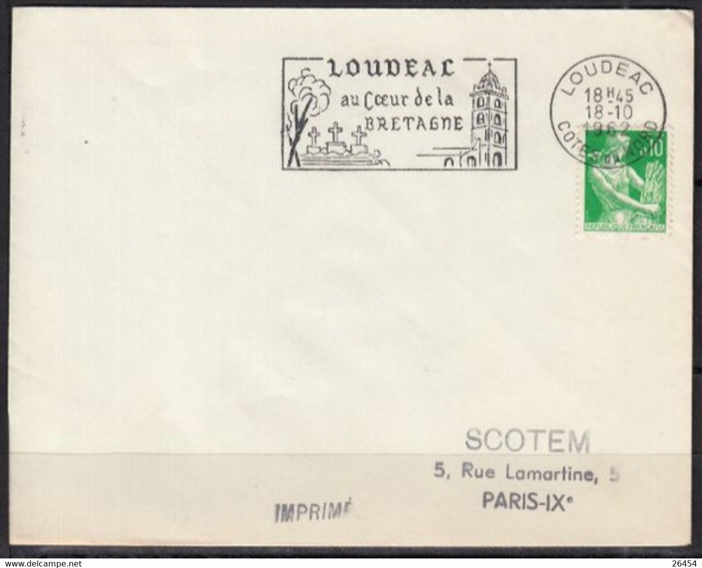 LOUDEAC-MORTAIN-LA ROCHELLE   Lot De 3  Moissonneuses 10c Vert Et 10f   Sur Enveloppes + Flammes Sécap  De 1959-60-62 - 1957-1959 Moissonneuse