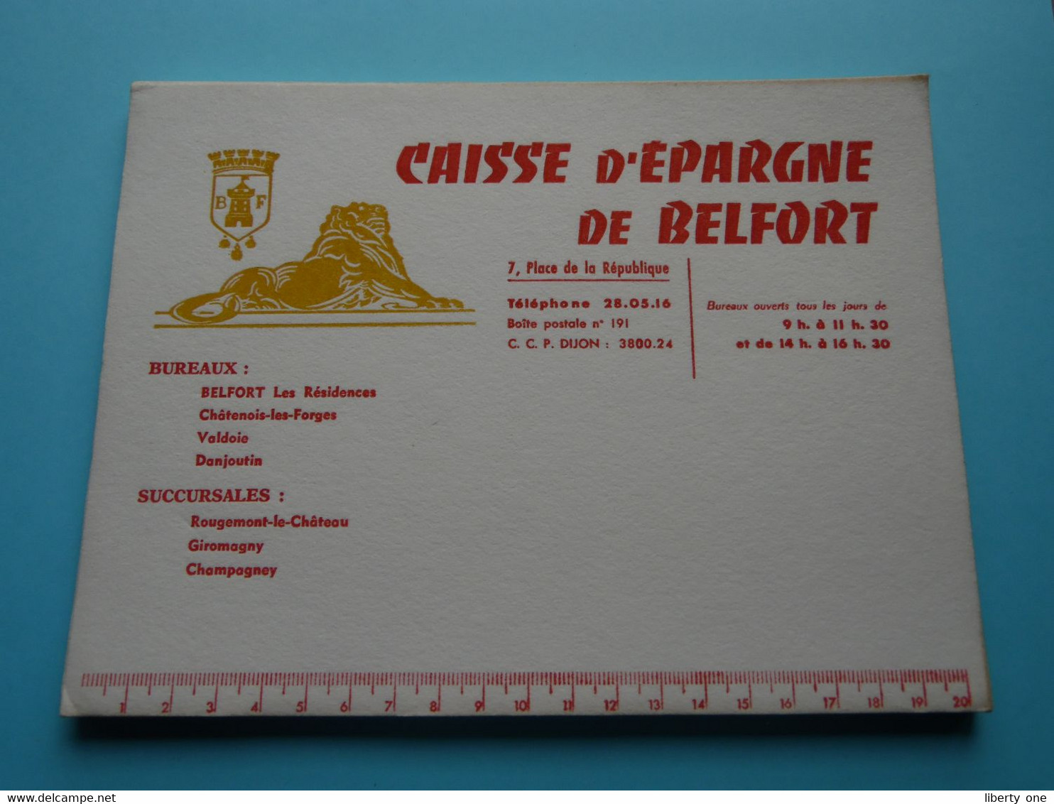 Buvard CAISSE D'EPARGNE De BELFORT > ( Format +/- 21 X 16 Cm. ) Voir SCAN Svp ! - Banque & Assurance
