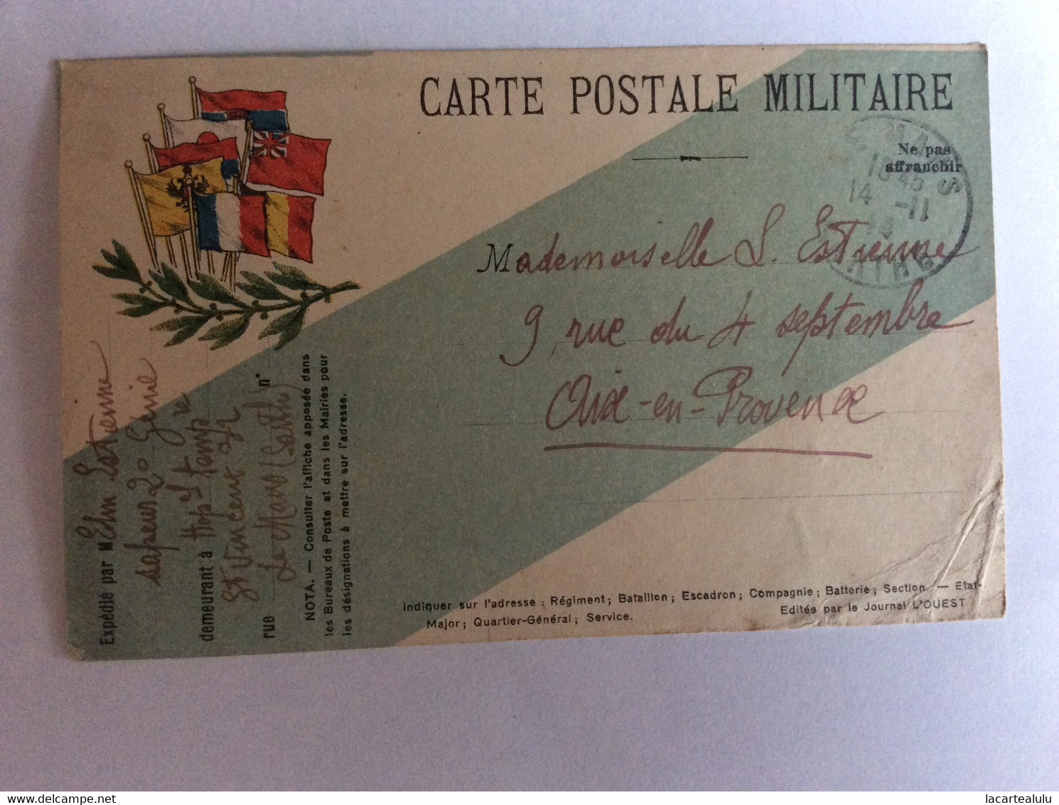 Militaire.militaria.regiment.correspondance Militaire Le Mans-Aix En Provence - 1914-18