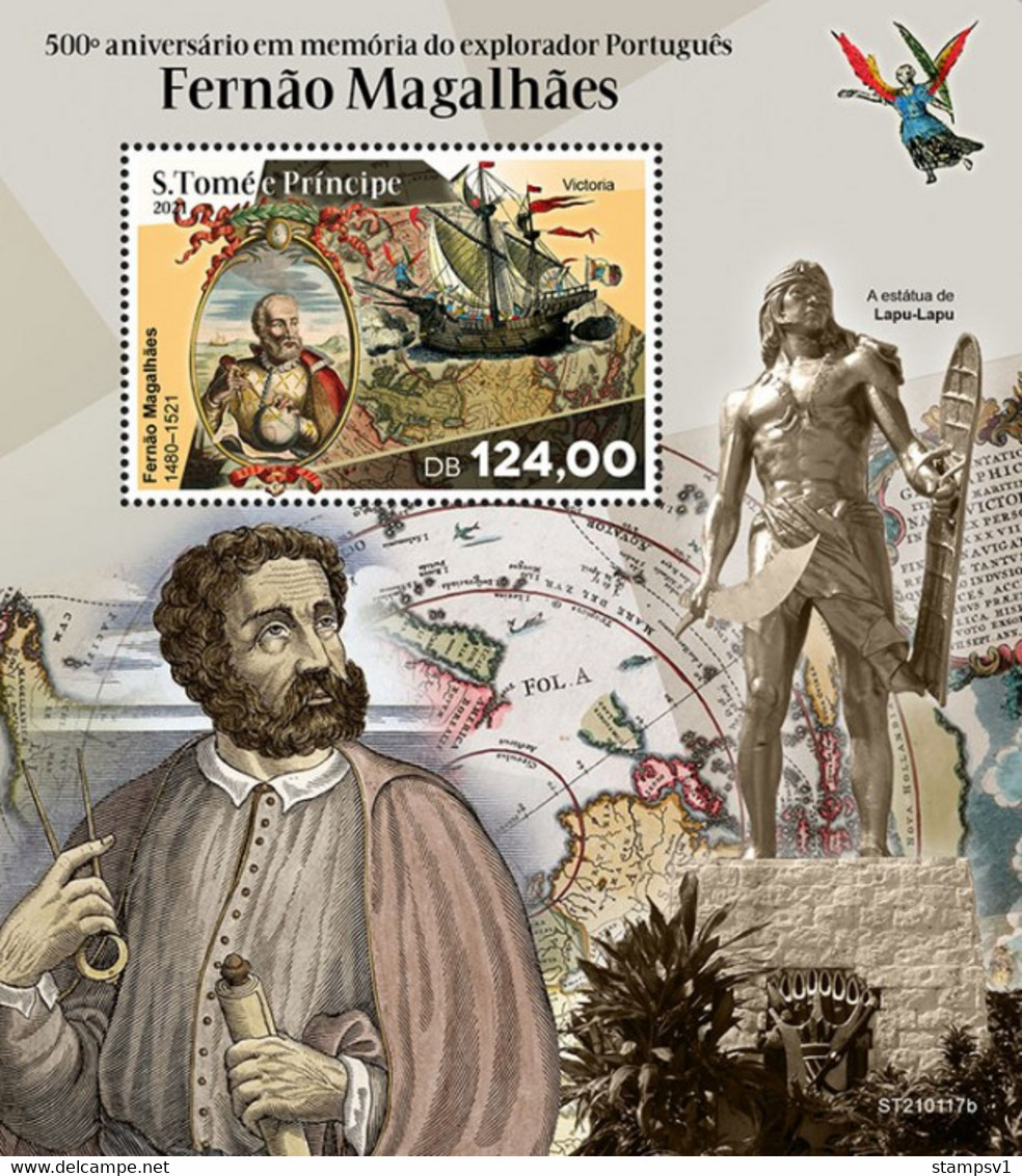 St.Tome&Principe 2021 500th Memorial Anniversary OfPortuguese Explorer Ferdinand Magellan. (117b) OFFICIAL ISSUE - Esploratori