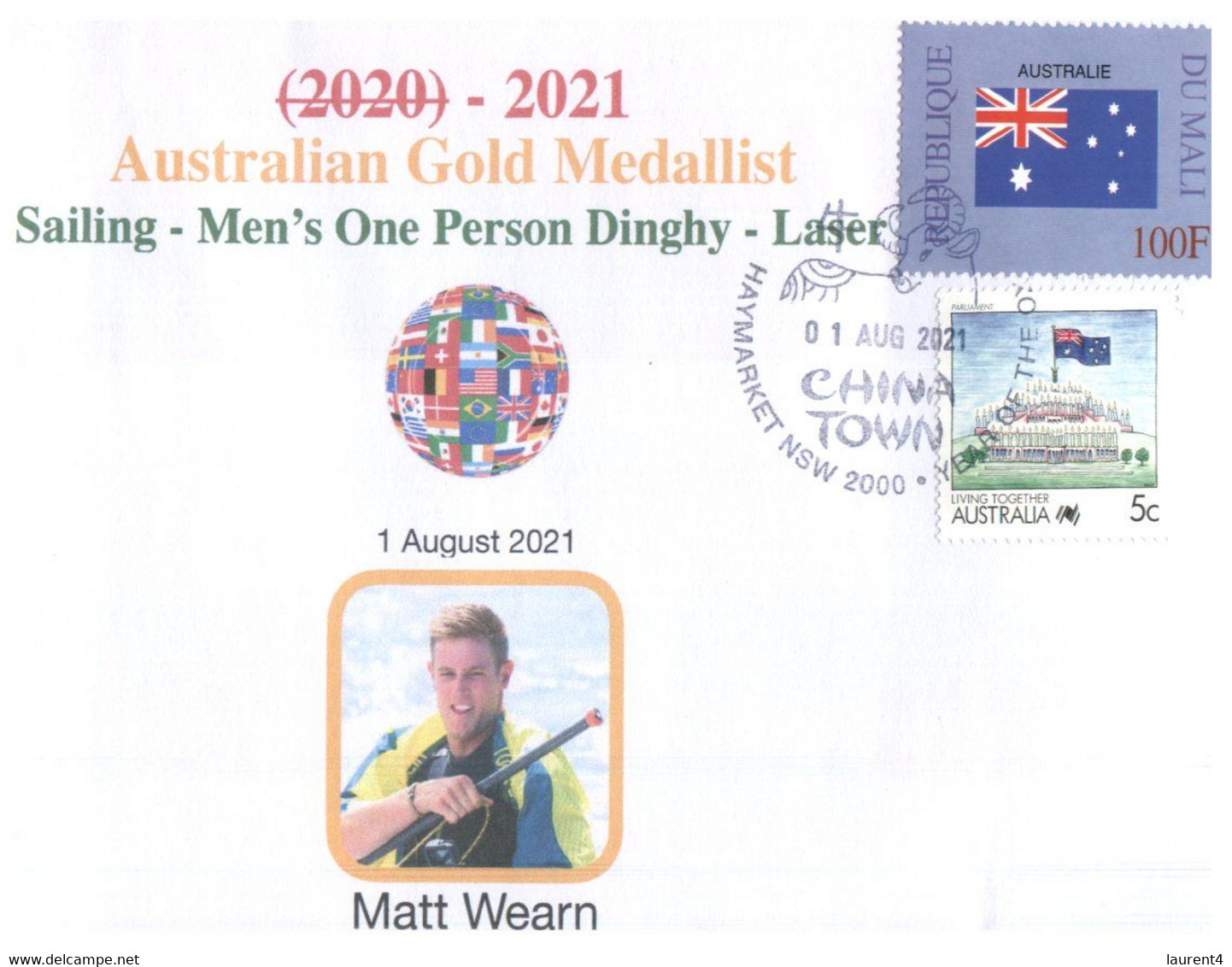 (WW 6 A) 2020 Tokyo Summer Olympic Games - Australia Gold Medal 1-8-2021 - Sailing - Men's Dinghy (new Olympic Stamp) - Sommer 2020: Tokio