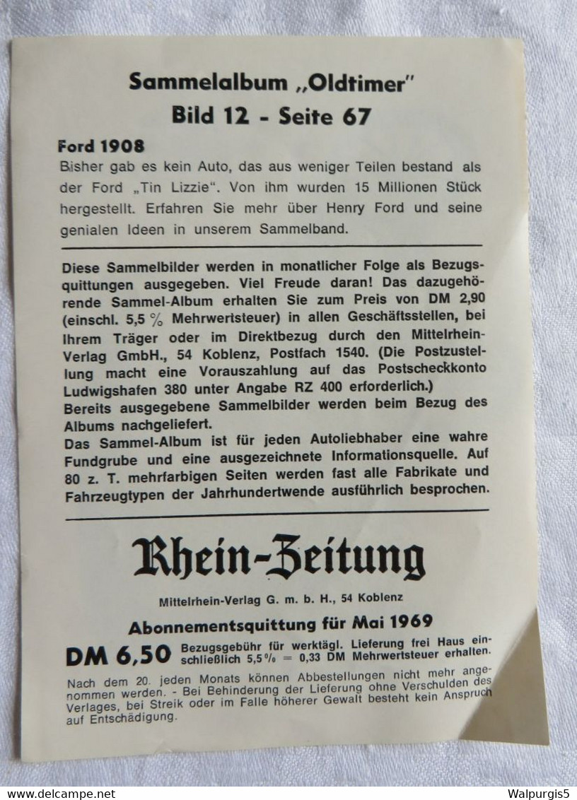 Bezugsquittung Rheinzeitung 1969 - Imprenta & Papelería