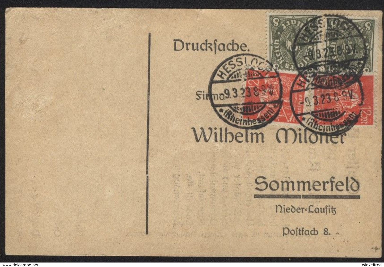 MiF Deutsches Reich Mi 240, 229 Gest 9.3.23 Hessloch Postkarte Fernverkehr   HK233 - Covers & Documents