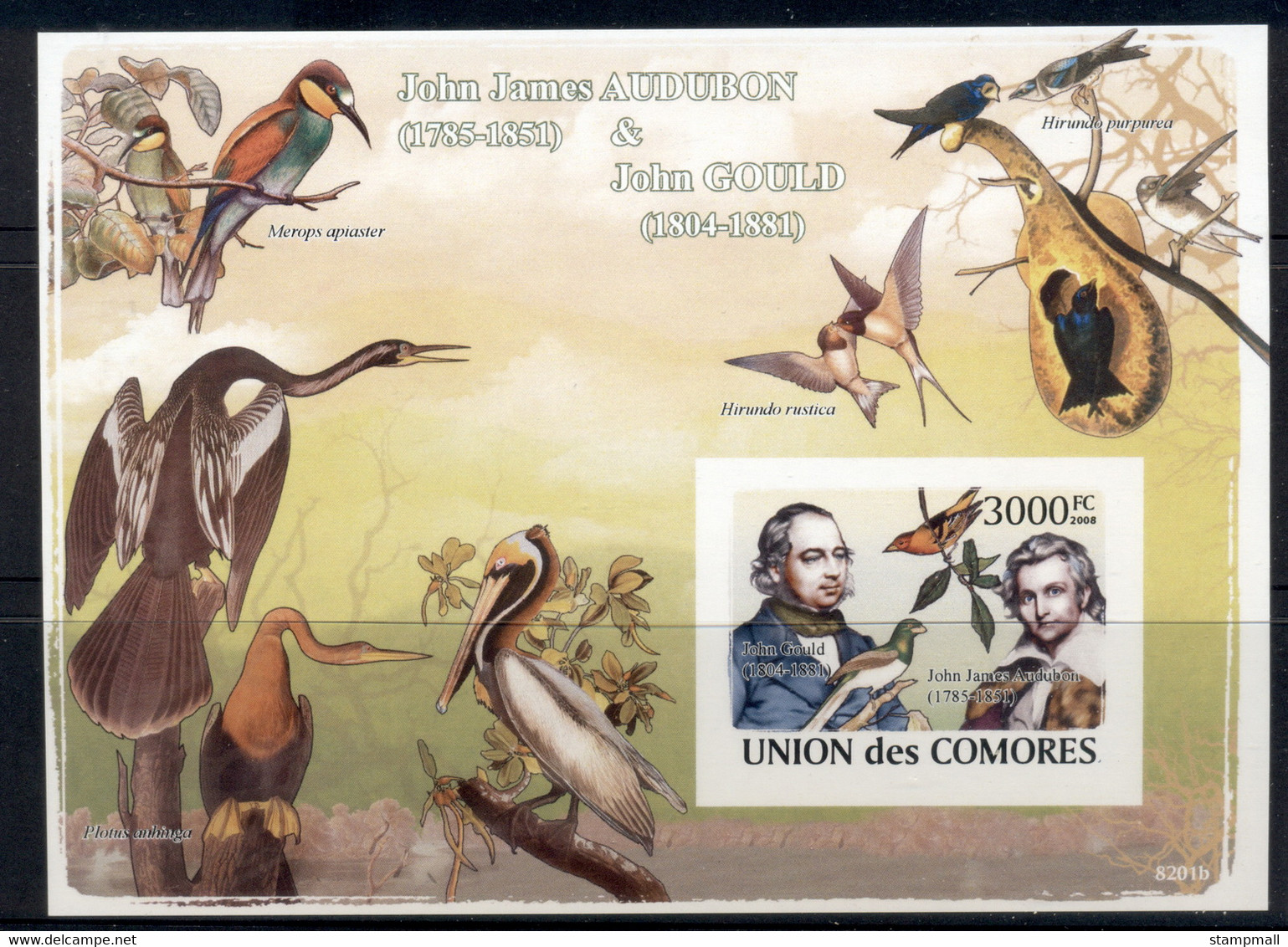 Comoro Is 2008 Audubon & Gould MS IMPERF MUH - Comores (1975-...)