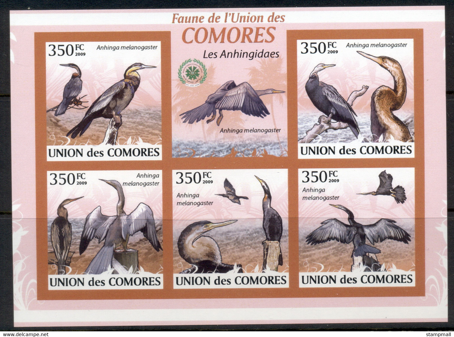 Comoro Is 2009 Birds, African Darter, Cormorant MS IMPERF MUH - Comores (1975-...)