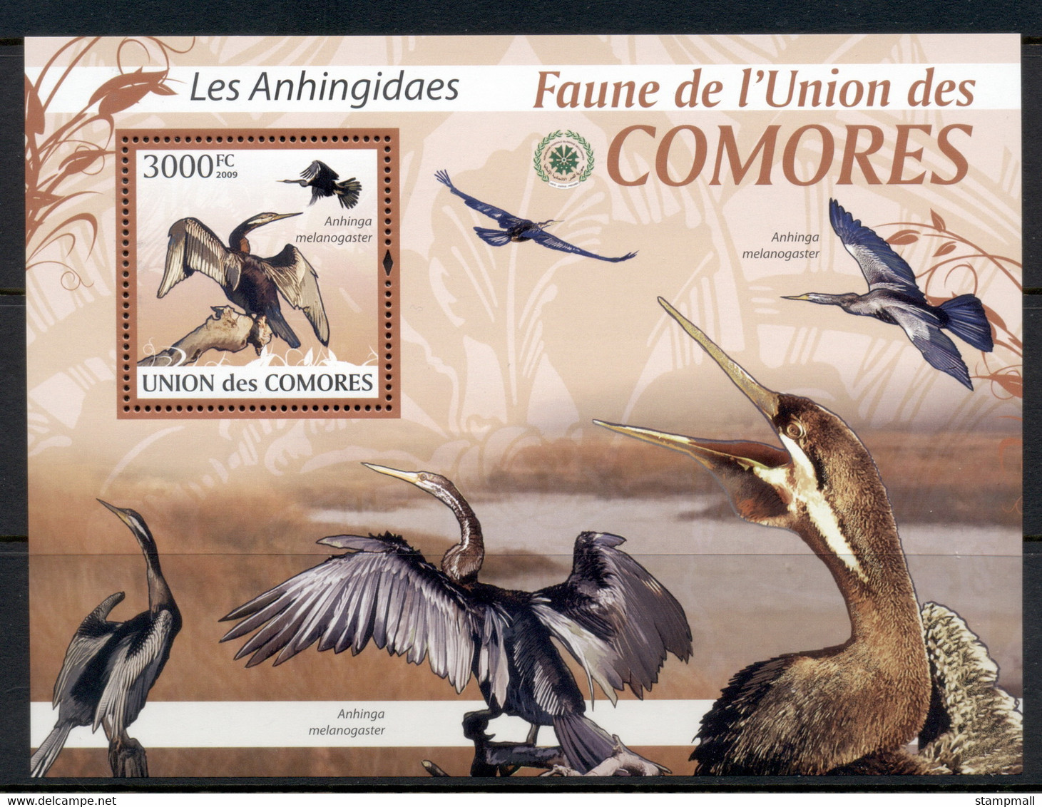 Comoro Is 2009 Birds, African Darter, Cormorant MS MUH - Comores (1975-...)
