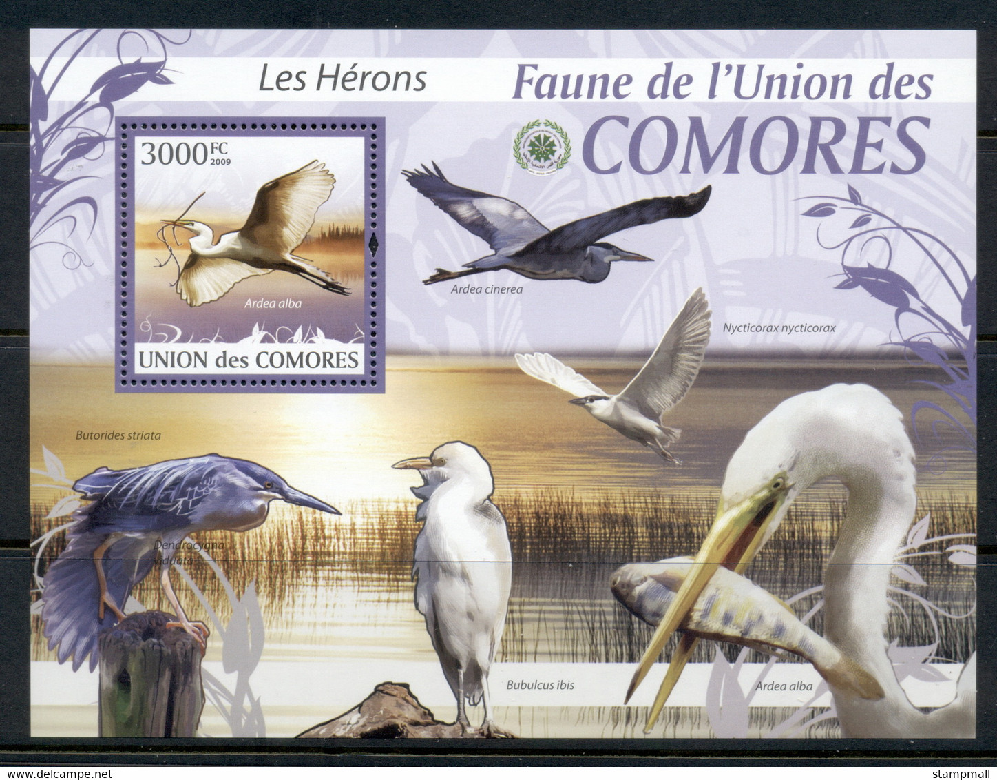 Comoro Is 2009 Birds, Herons MS MUH - Comores (1975-...)