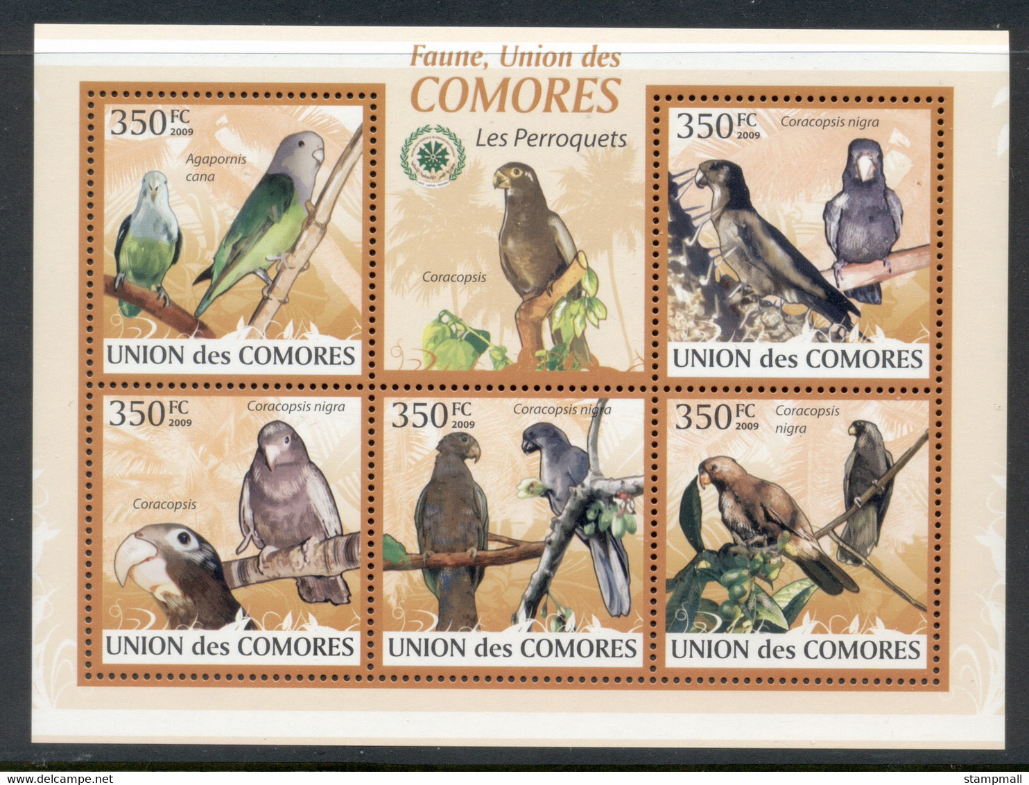 Comoro Is 2009 Birds, Parrots MS MUH - Comores (1975-...)
