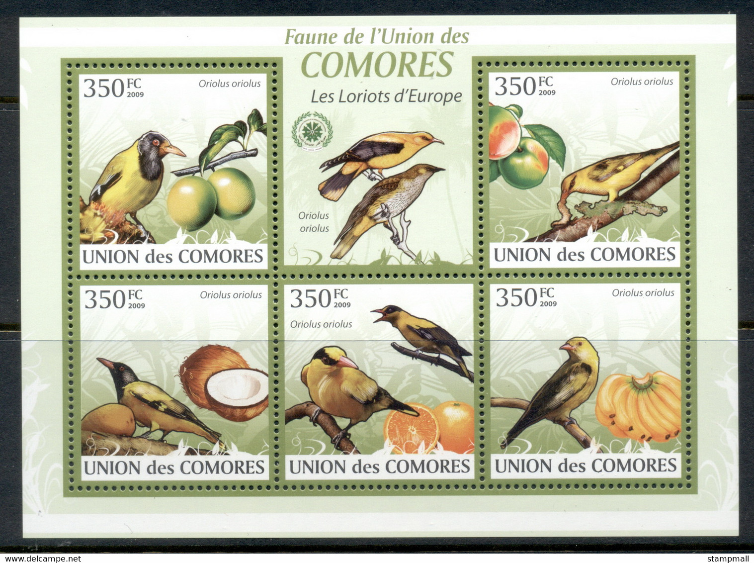 Comoro Is 2009 Birds, Songbirds MS MUH - Comores (1975-...)