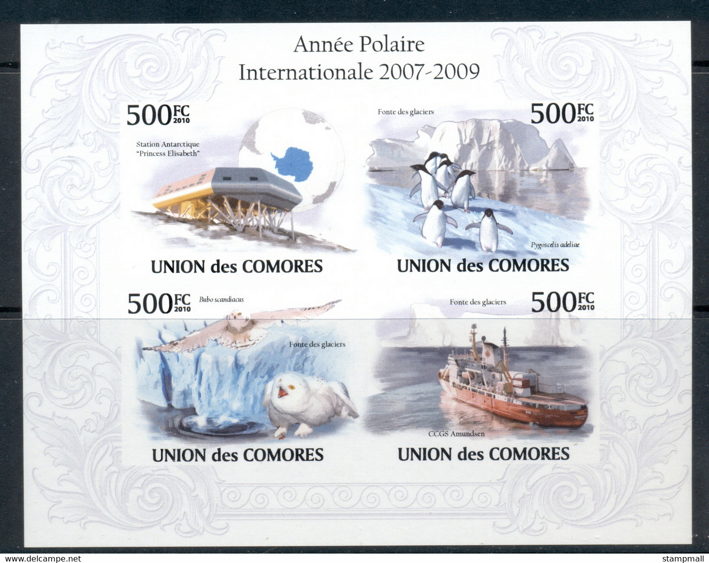 Comoro Is 2010 International Polar Year, Bird, Ship MS IMPERF MUH - Comores (1975-...)