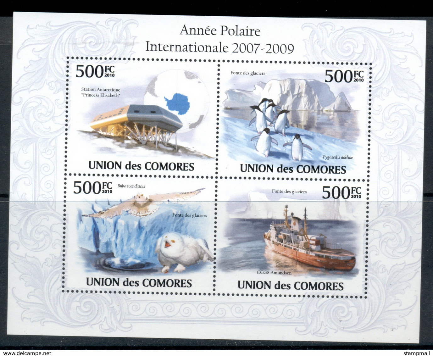 Comoro Is 2010 International Polar Year, Bird, Ship MS MUH - Comores (1975-...)
