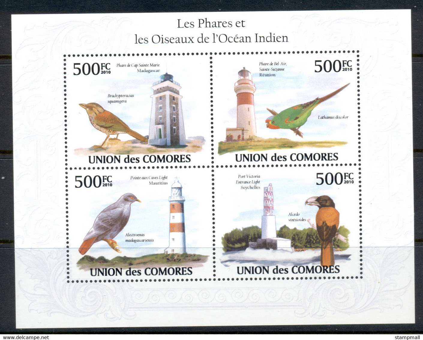 Comoro Is 2010 Lighthouses & Birds Of The Indian Ocean MS MUH - Comores (1975-...)