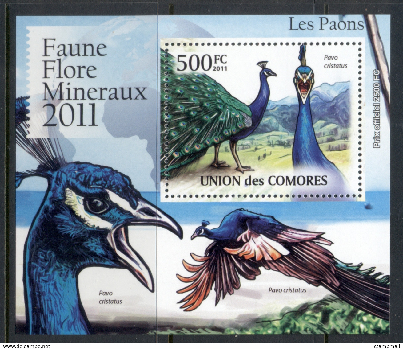 Comoro Is 2011 Birds, Peacock Deluxe MS MUH - Comores (1975-...)