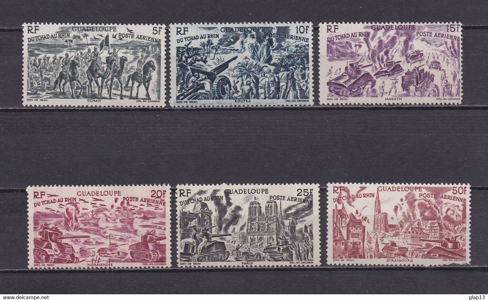 GUADELOUPE 1946  PA N°7/12 NEUFS** DU TCHAD AU RHIN - Airmail