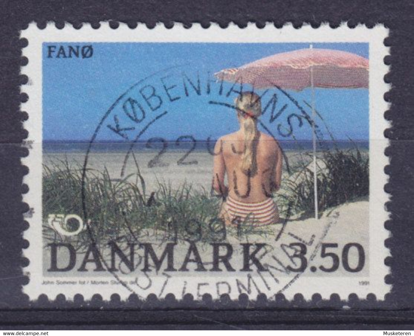 Denmark 1991 Mi. 1003 NORDEN Nordic Issue Insel Fanø ERROR Variety 'Double Print In Text & Year 1991 Below' (2 Scans) - Errors, Freaks & Oddities (EFO)