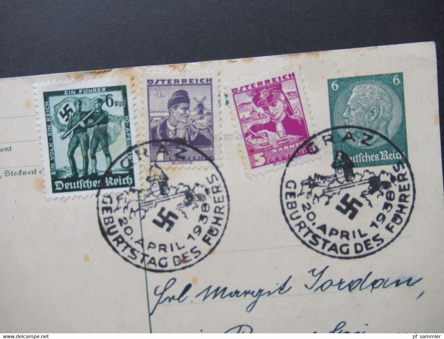 Österreich Ostmark 3.Reich Hindenburg GA MiF Mit Öst. Marken SST Graz 20.4.1938 Geburtstag Des Führers - Covers & Documents