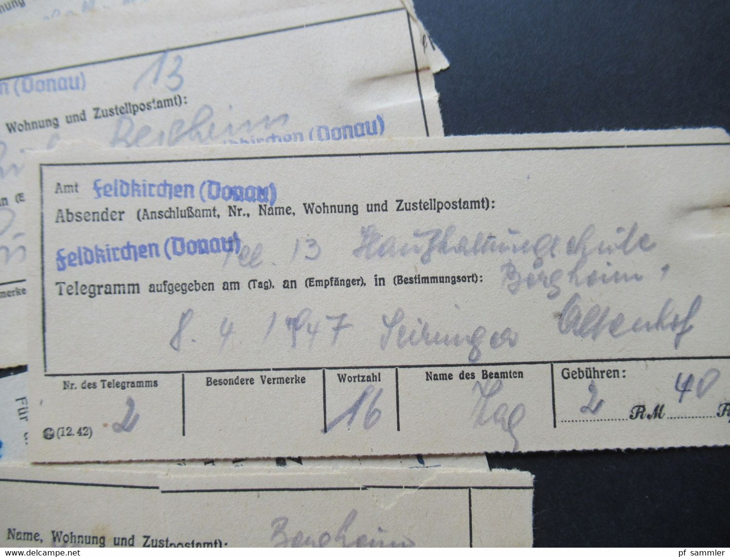 Österreich 1947 Umschlag Fernsprechrechnung mit Inhalt / Quittungen L2 Fernsprechverwaltungsstelle Urfahr / Feldkirchen