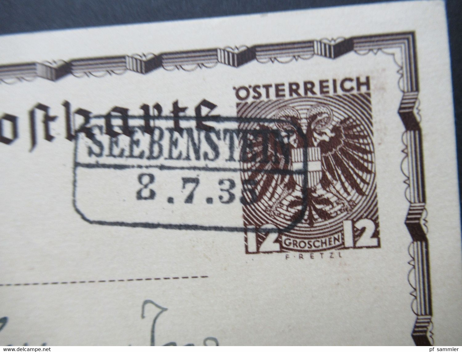 Österreich 1935 Bildpostkarte Hinterbregenzerwaldstraße Vorarlberg GA P 296 Mit Stempel Ra2 Seebenstein 8.7.1935 - Covers & Documents