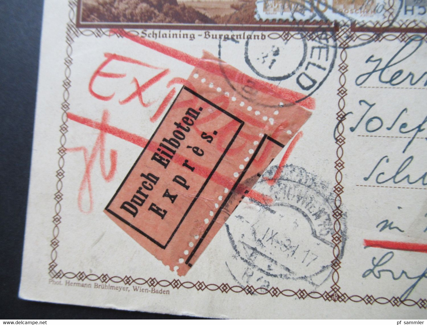 Österreich 1931 Bildpostkarte Schlaining Burgenland GA P 278 Durch Eilboten Expres / Express Karte Wien - Knittelfeld - Covers & Documents