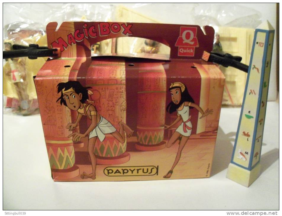 DE GIETER. Papyrus. RARE Boîte MAGIC BOX QUICK Illustrée, 1998, Avec Ses 4 Figurines à Collectionner. Dupuis. - Objets Publicitaires