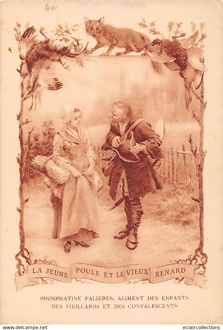 Image; 19x13.  Fable De Florian  La Jeune Poule Et Le Vieux Renard    Dessin De M. Leloir  (voir Scan) - Other & Unclassified