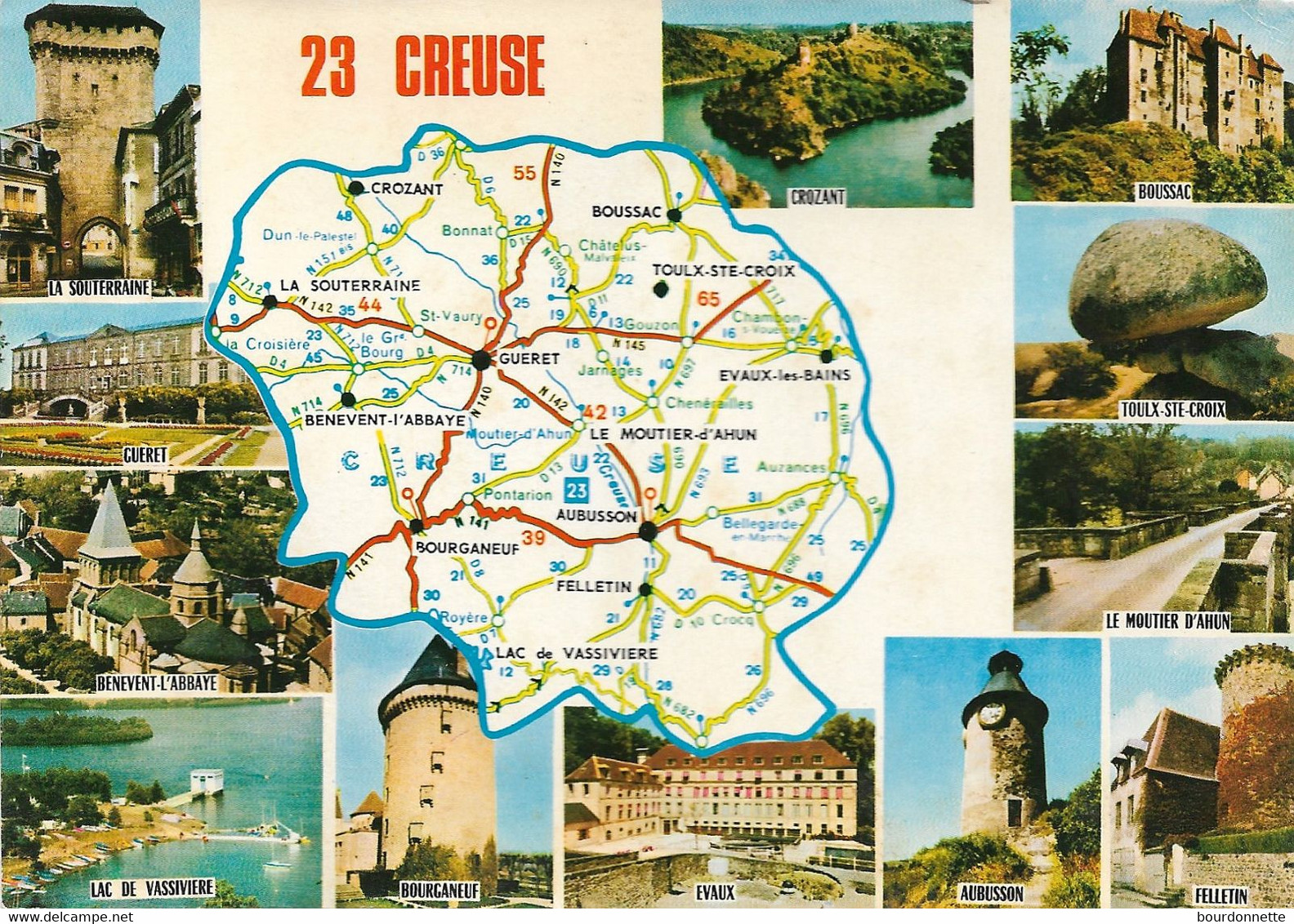 23 -Carte Contour Géographique Du Département De CREUSE - Cartes Géographiques