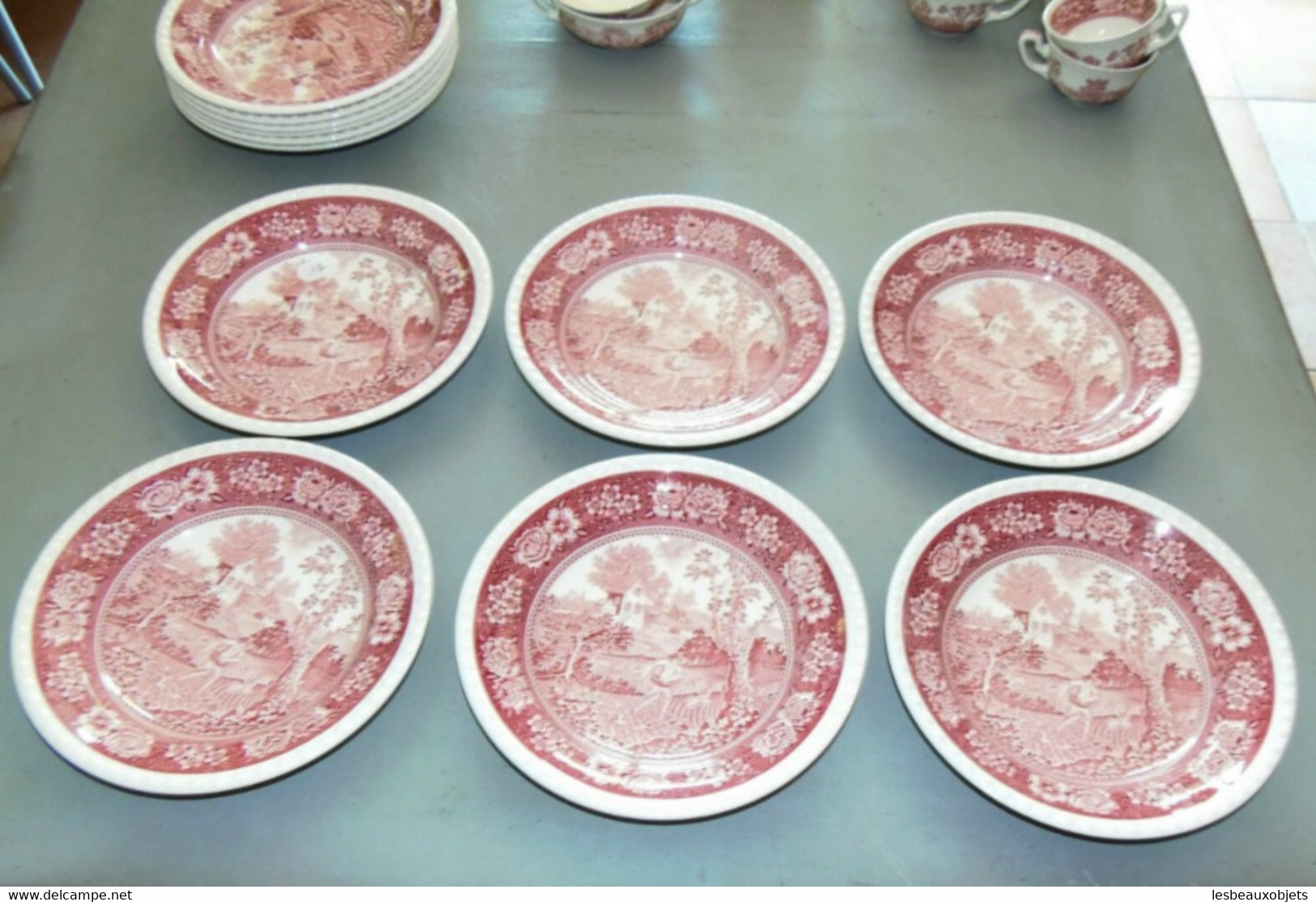 6 ASSIETTES CREUSES CERAMIQUE VILLEROY & BOCH V&B RUSTICANA rose déco TABLE N12 collection déco céramique vitrine