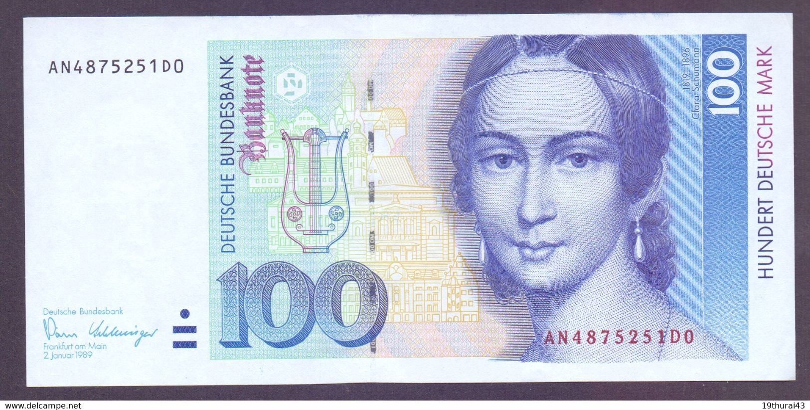 Deutschland, 100.- DM 1989 AN....D0, Rosenberg 300a, Unc., Selten - 100 Deutsche Mark