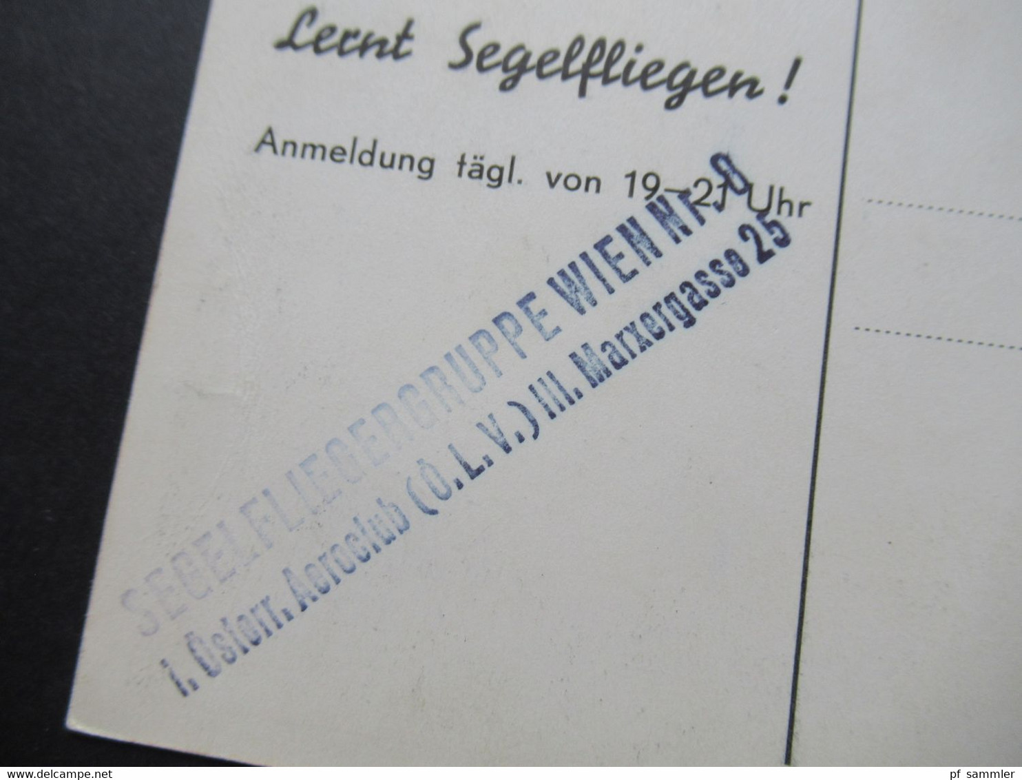 Flugpost Flieger AK Österr. Flieger Club Segelfliegergruppe Wien 1.Österr. Aeroclub ÖLV Segelflugzeug / Lernt Segelflien - 1946-....: Era Moderna