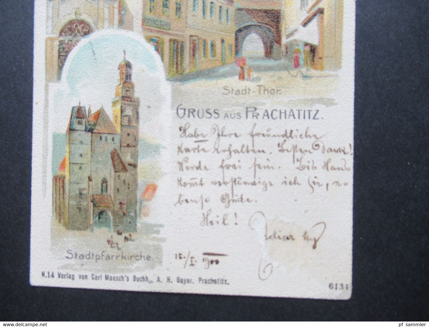 Österreich Tschechien 1900 AK Mehrbildkarte Gruss Aus Prachatitz Stempel Wien Bestellt Heller / Kreuzer Mischfrankatur!! - Brieven En Documenten