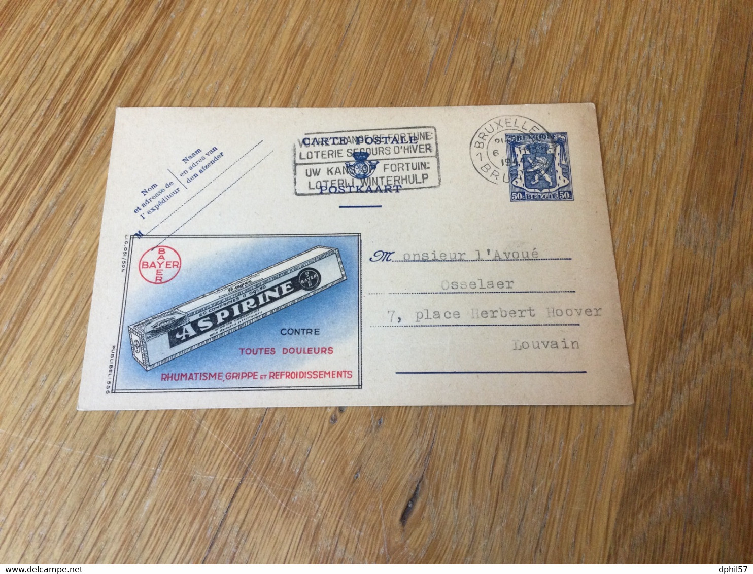 Belgique : Publibel N°556 (Aspirine Tube) FN . Cachet De Bruxelles - Publibels