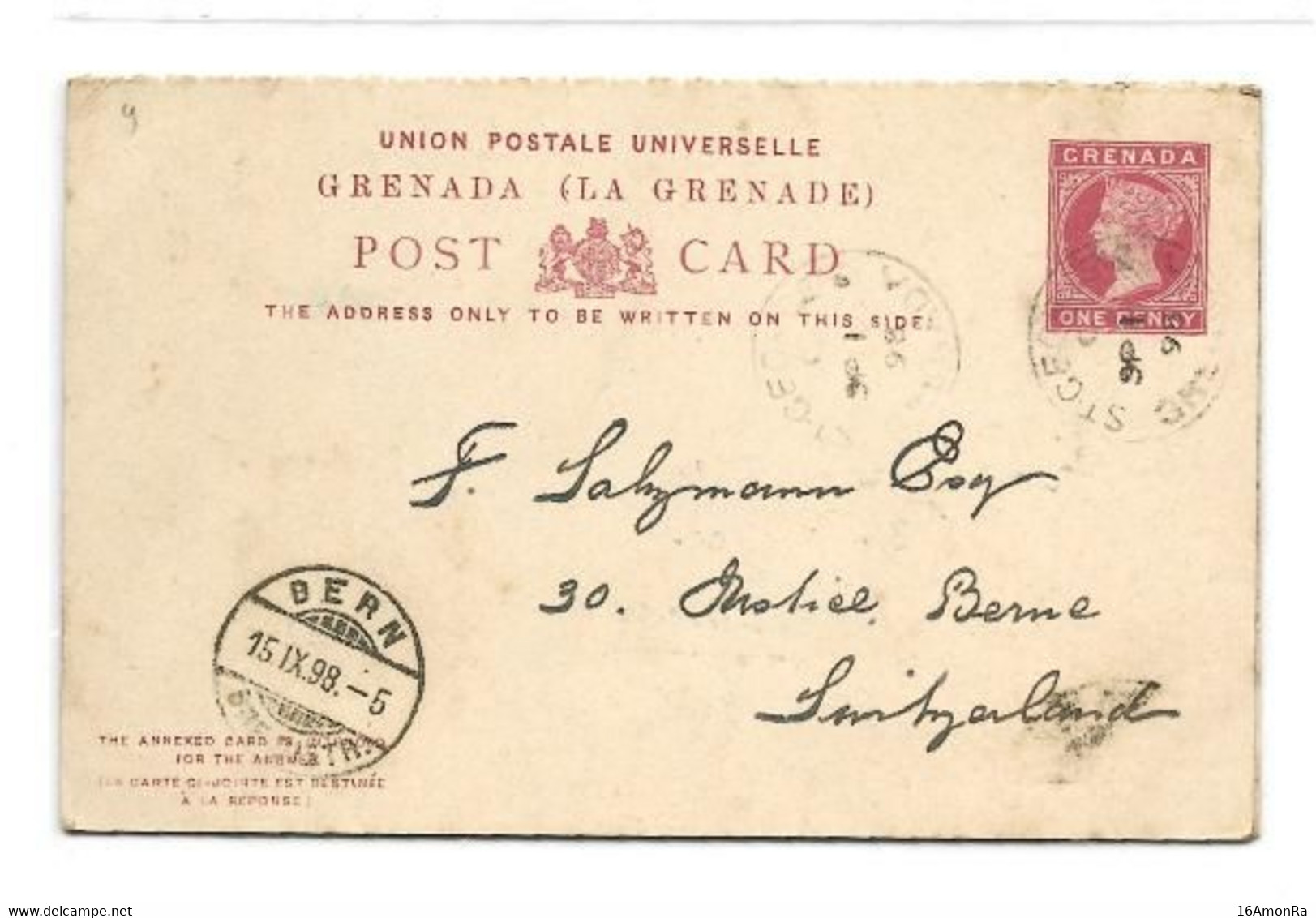 GRENADA E.P. Carte Postal Stationery Reply Card 1p. + 1p. Red On Light-cream, Cancelled St-GEORGES GRENADA SP.1 1898 to - Granada (...-1974)