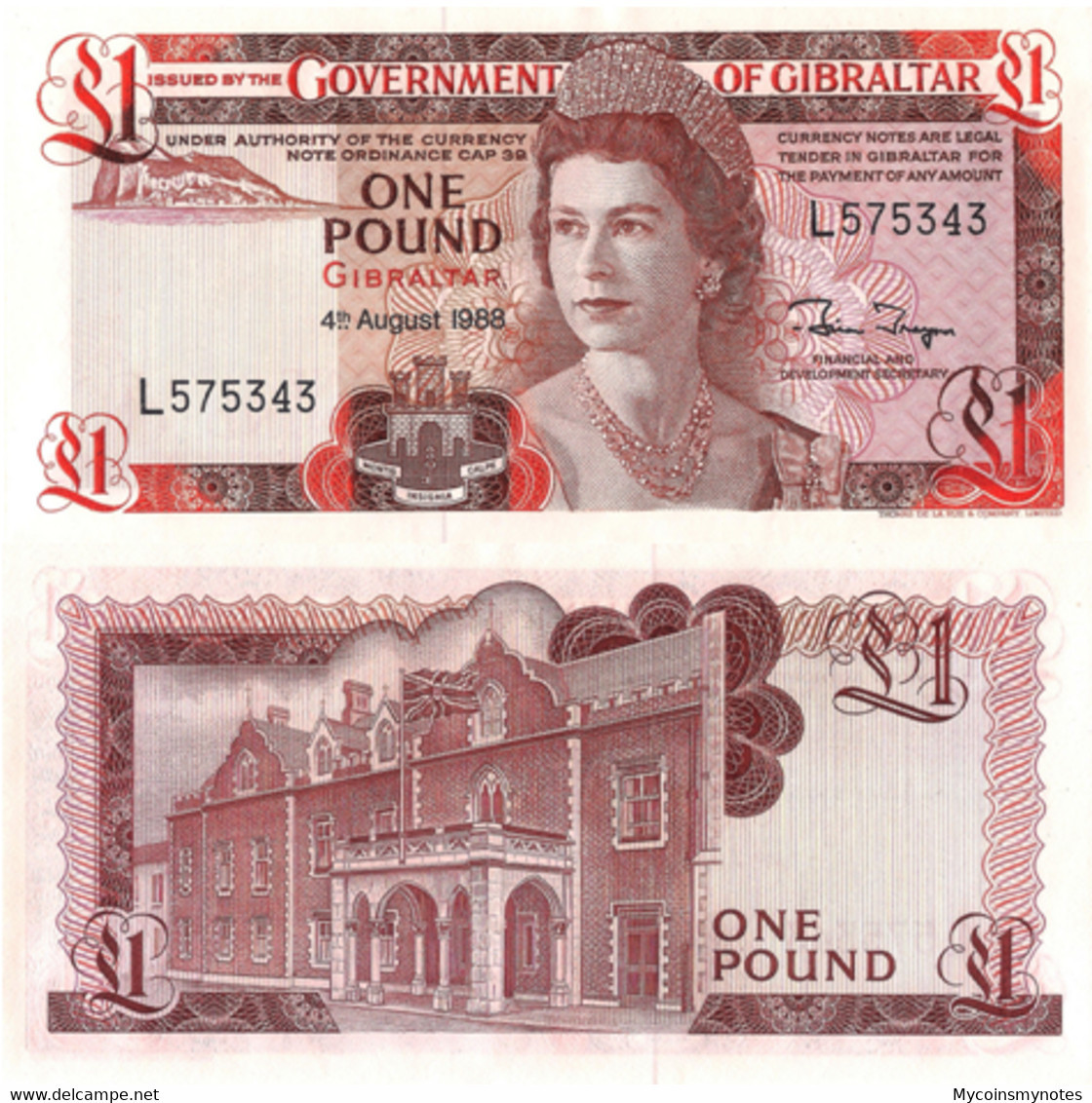 GIBRALTAR, £1 POUND, 1988, P20e, Q. Elizabeth II, UNC - Gibraltar