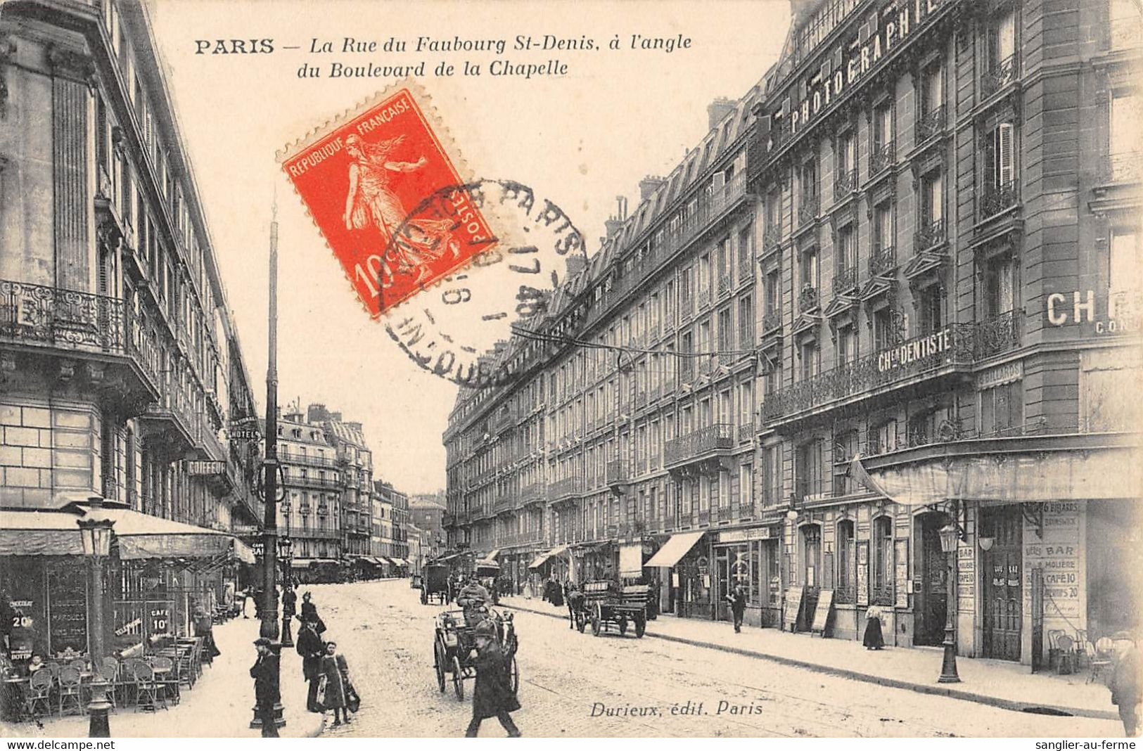CPA 75 PARIS Xe LA RUE DU FAUBOURG SAINT DENIS A L'ANGLE DU BOULEVARD DE LA CHAPELLE - Paris (10)