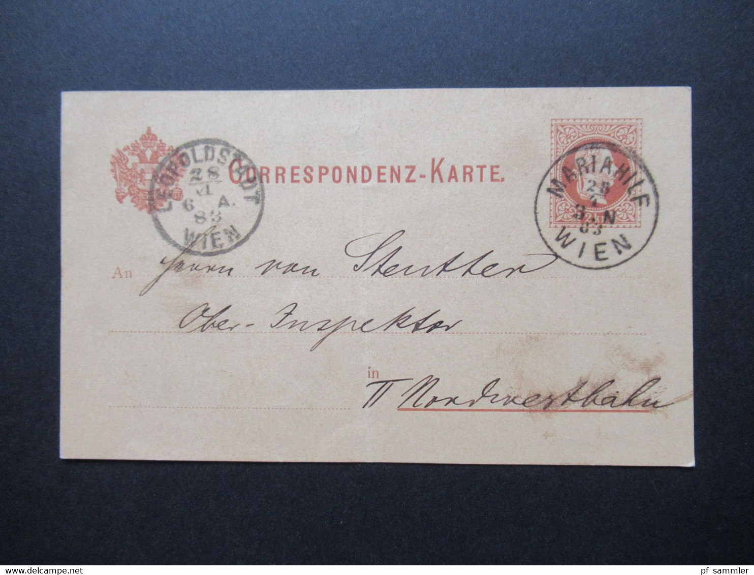 Österreich 1883 Ganzsache Correspondenz Karte Mariahilf Wien Stempel Gesellschaft Für Vervielfälltigende Kunst - Brieven En Documenten