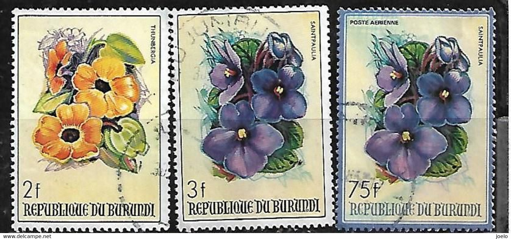 BURUNDI 1986 FLOWERS TRIO TO 75F - Used Stamps