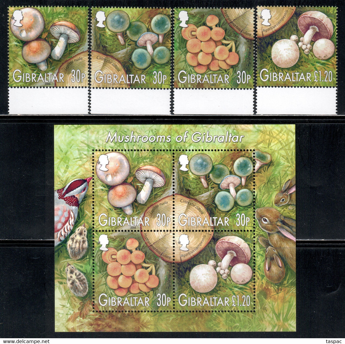 Gibraltar 2003 Mi# 1054-1057, Block 57 ** MNH - Mushrooms - Gibilterra