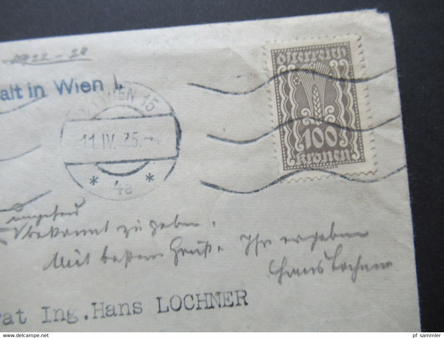 Österreich 1925 Drucksache Der Techn. Gewerbl. Bundeslehranstalt In Wien I Umschlag Rückseitig Als Brief Beschrieben - Covers & Documents