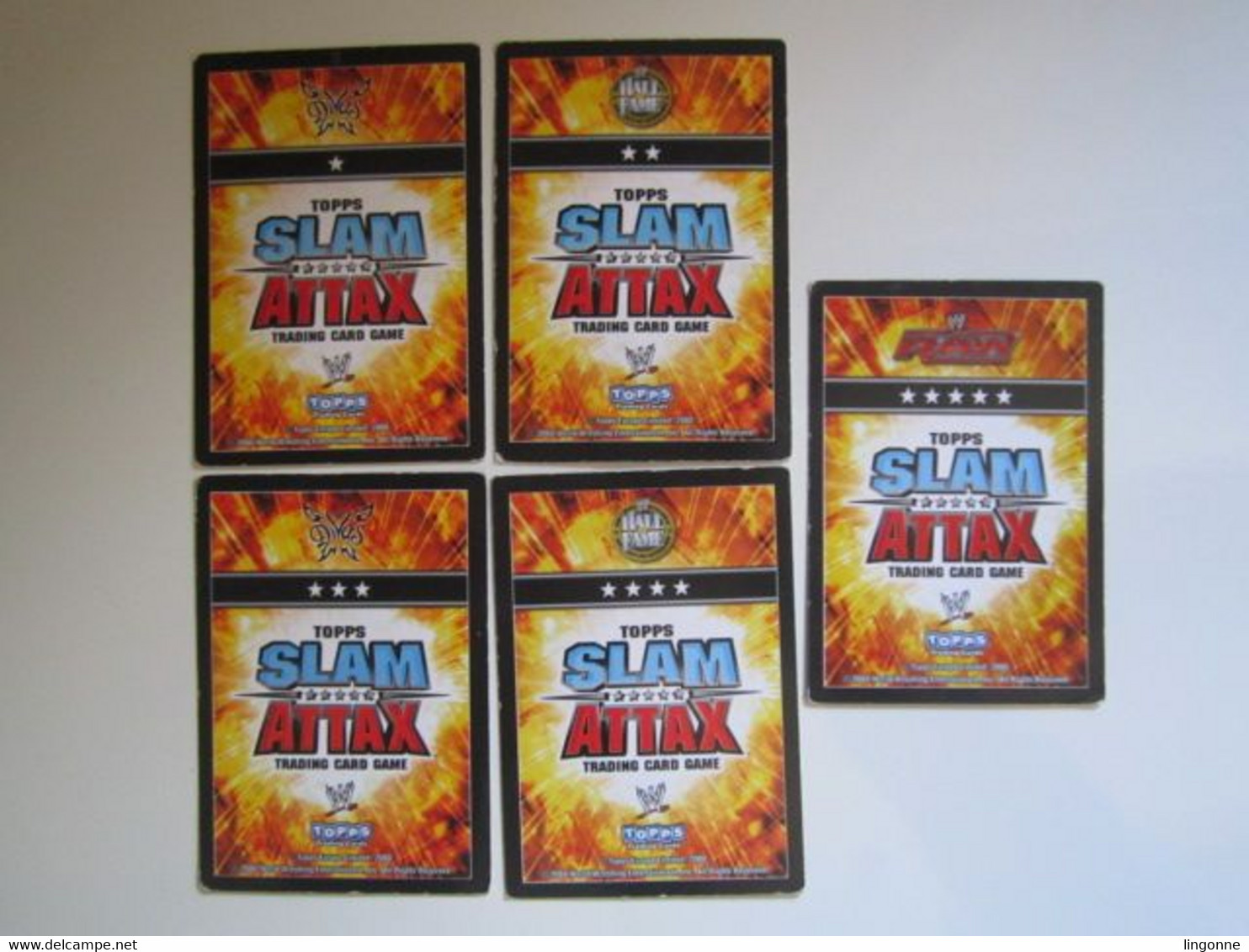 5 Cartes De Catch TOPPS SLAM ATTAX Trading Card Game - Tarjetas