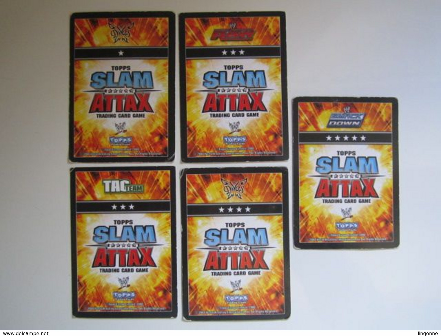 5 Cartes De Catch TOPPS SLAM ATTAX Trading Card Game - Trading Cards