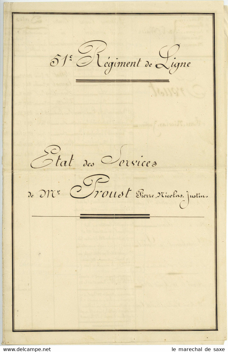 Etat De Services Officier Proust Orleans 2e Bataillon De La Guadeloupe Chevalier Legion D'honneur 1850 - Documents