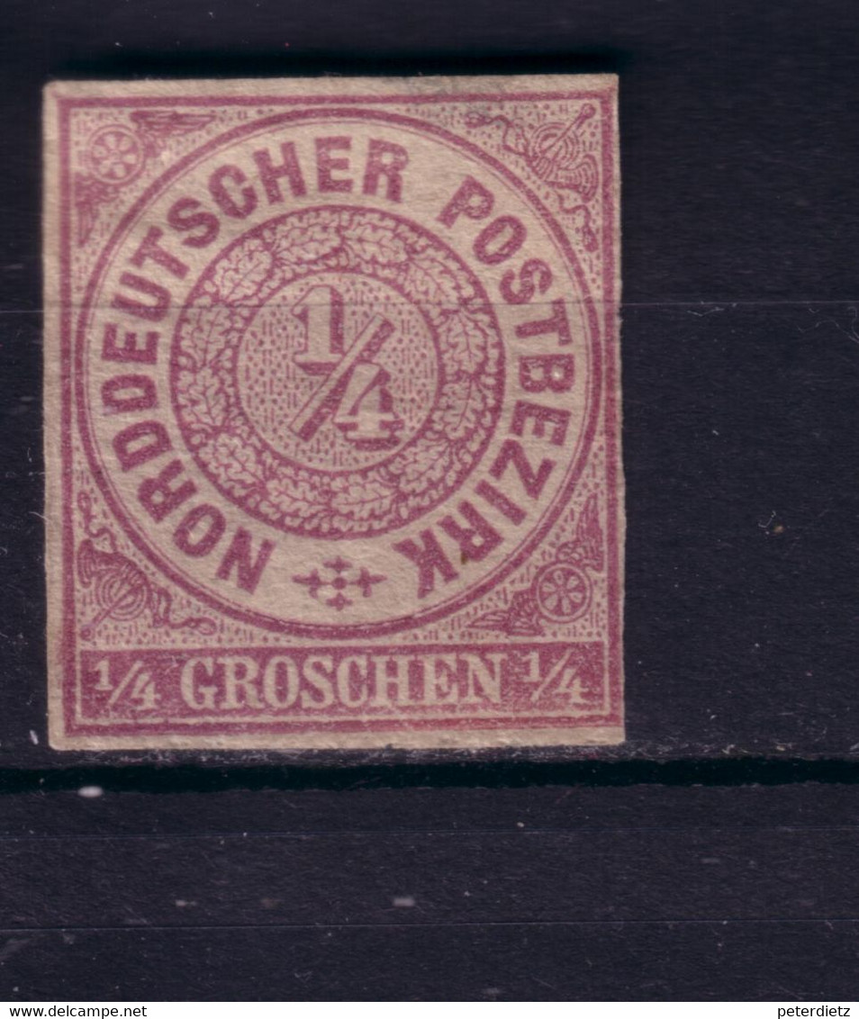 NORDDEUTSCHER BUND 1868 1/4 Gr/ Mi 1 (*) UNGEBRAUCHT OHNE GUMMI TEILWEISE SCHERENTRENNUNG - Altri & Non Classificati
