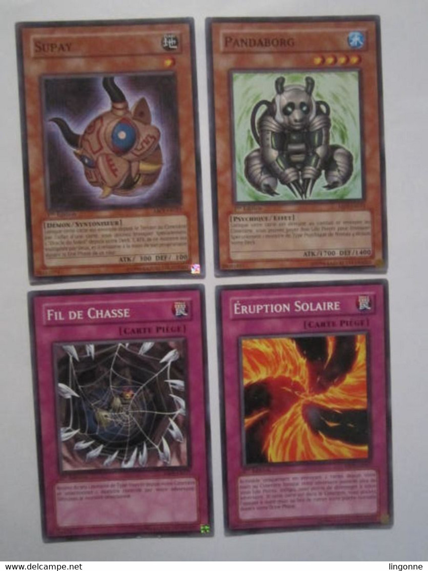 4 Cartes Yu-Gi-Oh Konami FIL DE CHASSE FR071 - PANDABORG FR031 - SUPAY FR023 - ERUPTION SOLAIRE FR067 - Yu-Gi-Oh