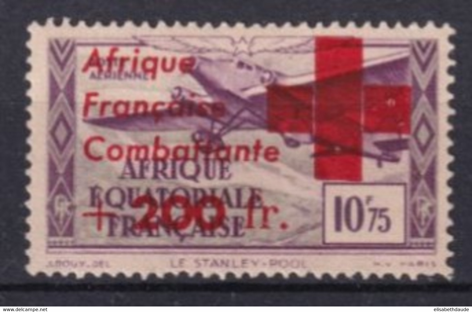 AEF - FRANCE LIBRE - 1943 - AERIEN YVERT N° 29 * GOMME COLONIALE (NORMAL POUR CE TIMBRE) - COTE = 275 EUR. - Ongebruikt