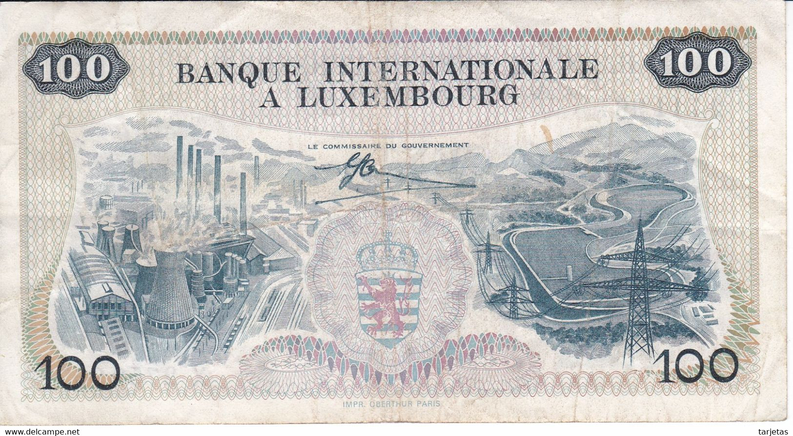 REPLACEMENT - BILLETE DE LUXEMBURGO DE 100 FRANCS DEL  AÑO 1968 SERIE X (BANKNOTE) - Lussemburgo