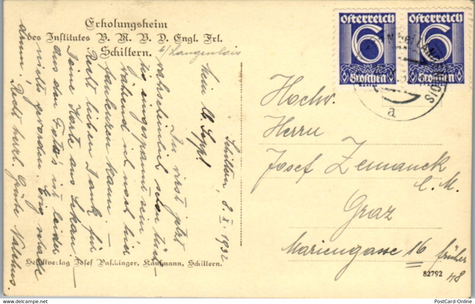 8466 - Niederösterreich - Schiltern , Langenlois , Erholungsheim , Institut - Gelaufen 1932 - Langenlois